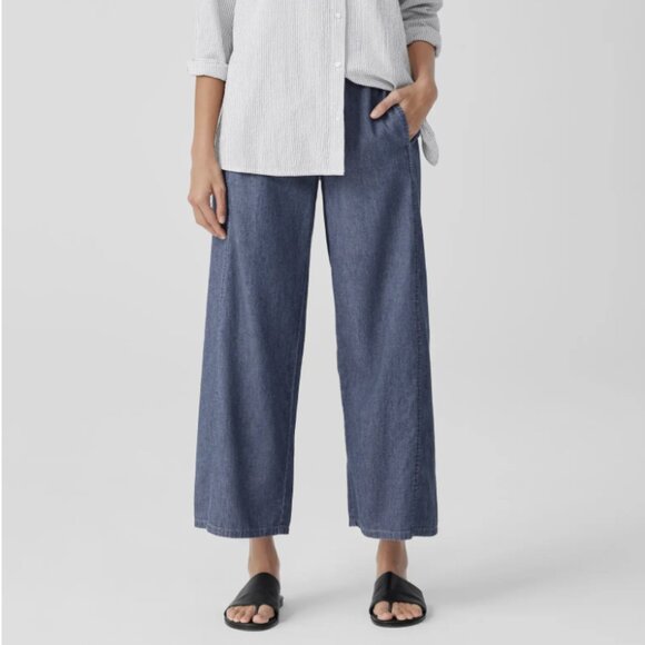 NWT Eileen Fisher Organic Cotton Twill Ankle Wide Leg Pants Size M - Picture 1 of 3